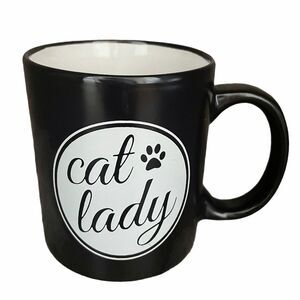 Cat Lady Mug Coffee Cup Black White